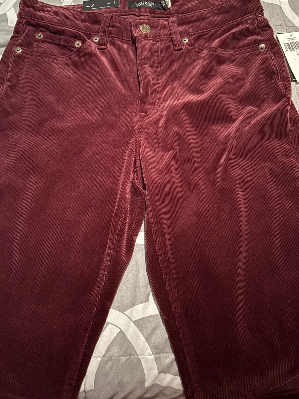 Ralph Lauren Burgundy Corduroy Five-Pocket Pants